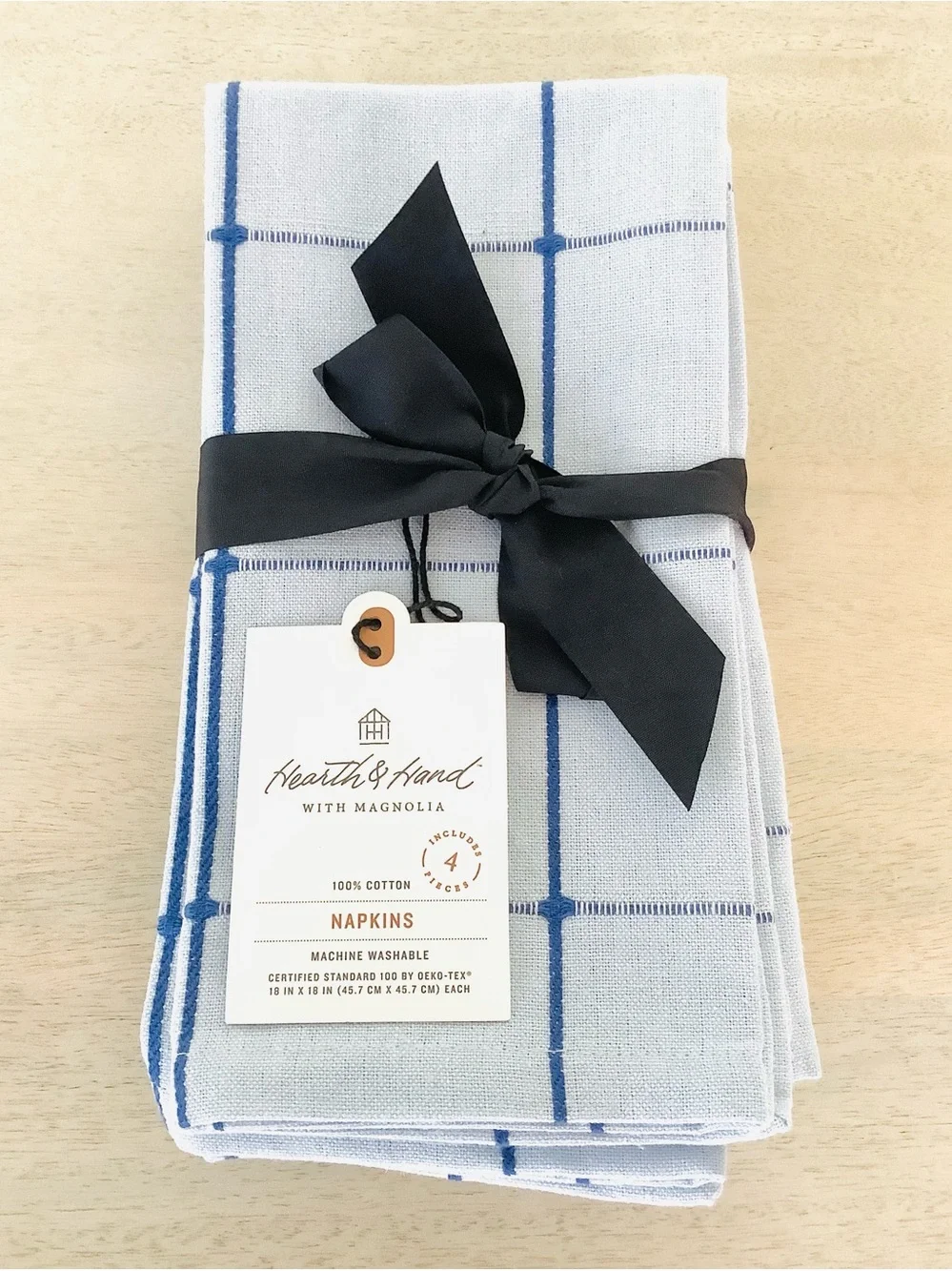 4pc Hearth & Hand Magnolia Blue Gingham Napkin Set